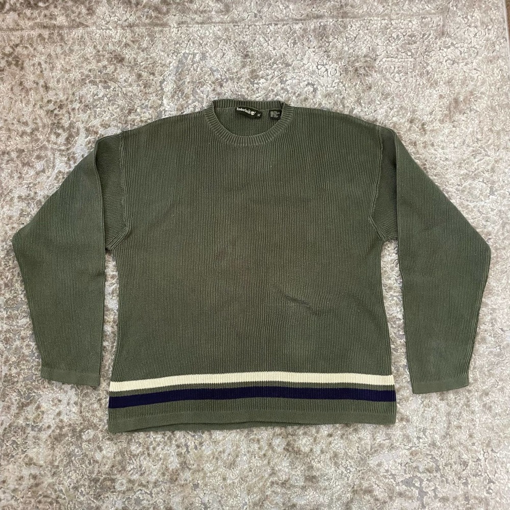 Timberland 100% Cotton Green Knit Sweater Size XL